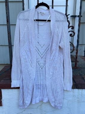 ROXY Women's Open-Front Longline Heathered Oat Knit Cardigan Sweater